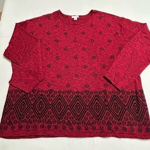 J. Jill Red and Black Knit Sweater